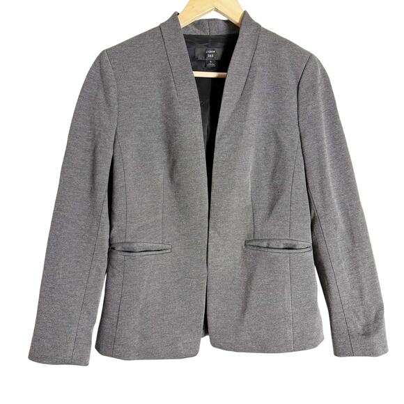 J.Crew Gray Going Out Open Front Collarless Slim Twill Blazer Jacket Size 6 - Picture 1 of 6